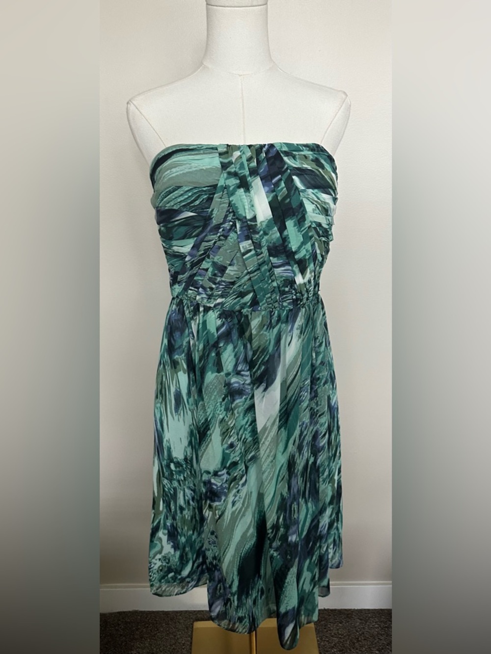 Donna Morgan Watercolor Chiffon Strapless Dress 12 Watercolor Abstract Boho